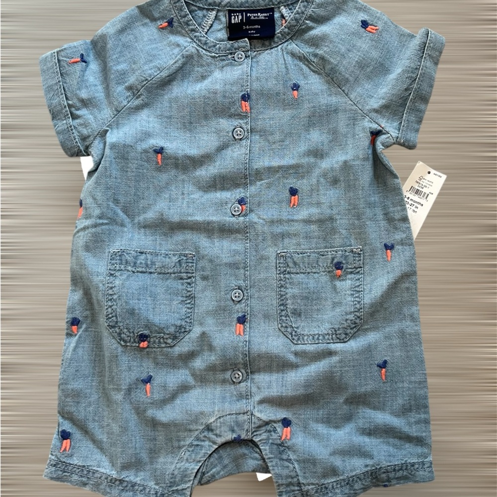 NWT Baby Peter Rabbit Chambray Shorty One-Piece - Picture 3 of 5